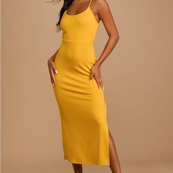 Lulus Dresses & Skirts - lulus patio perfect mustard yellow back cutout maxi dress